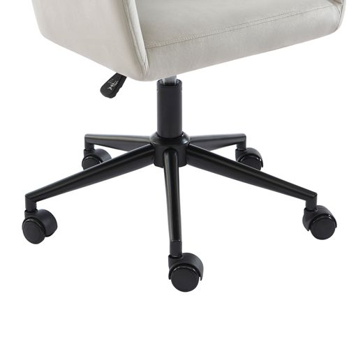 Fauteuil De Bureau Mona  En Velours Gris Perle Avec Pieds Noirs