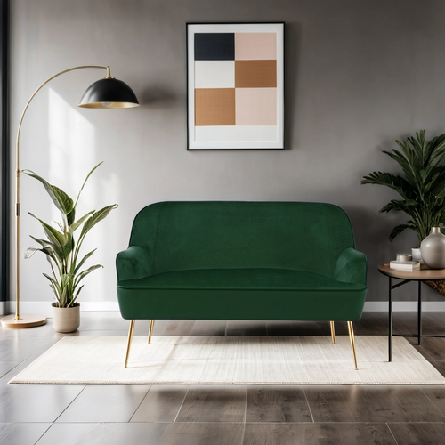 Canapé Droit Marcelino Fixe Velours Vert