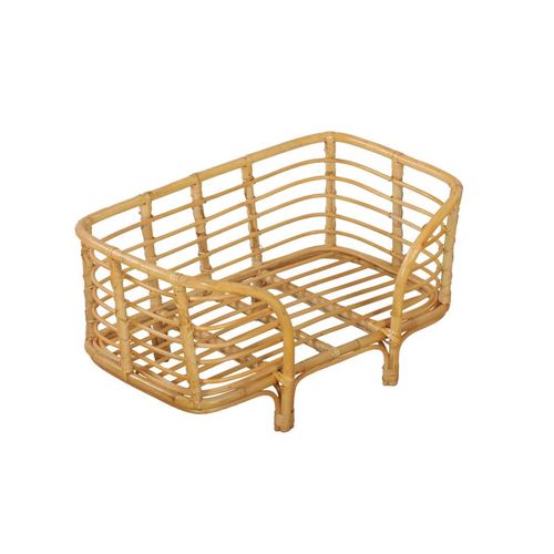 Panier Rectangulaire Selene Pour Chien Et Chat En Rotin Coussin Coloris Gris