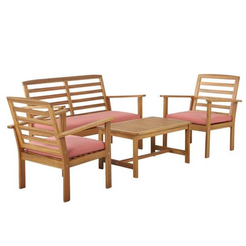 Salon De Jardin Loma En Bois D'acacia 4 Places Coloris Terracotta