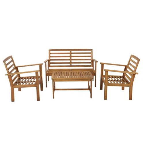 Salon De Jardin Loma En Bois D'acacia 4 Places Coloris Terracotta