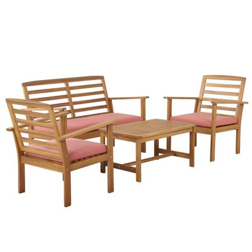 Salon De Jardin Loma En Bois D'acacia 4 Places Coloris Terracotta