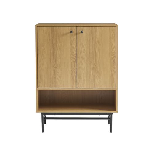 Meuble à Chaussures James Effet Chêne Pieds Métal Noir 80cm