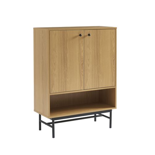 Meuble à Chaussures James Effet Chêne Pieds Métal Noir 80cm