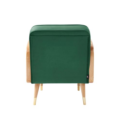 Fauteuil Sila Cannage Et Velours Vert Avec Piètement Bois