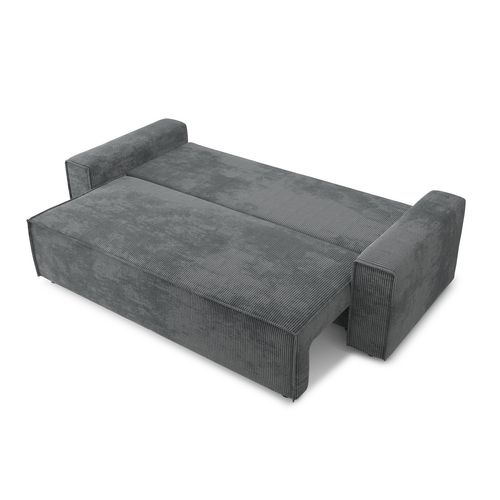 Canapé Droit Marius Convertible Velours Côtelé Gris Souris