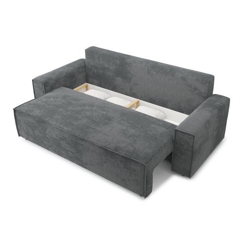 Canapé Droit Marius Convertible Velours Côtelé Gris Souris