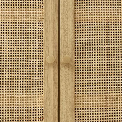 Buffet Helena Effet Chêne Et Cannage Rotin 2 Portes 80 Cm