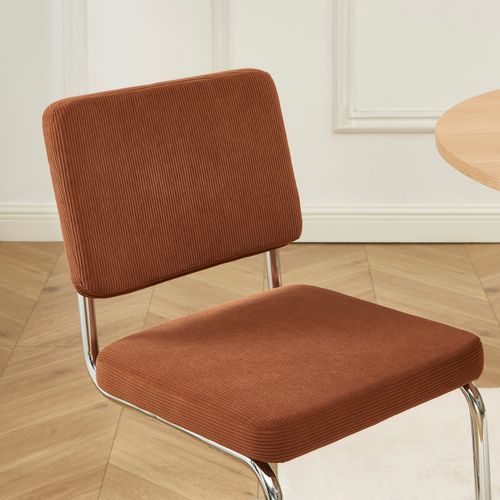 Lot De 2 Chaises Jack Velours Côtelé Terracotta Pieds Métal Chromé
