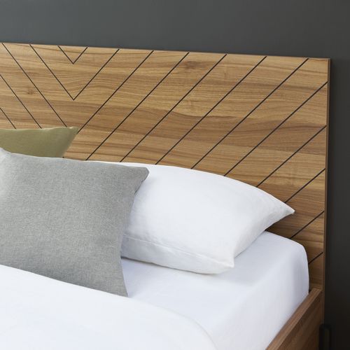 Lit Double Geoma Effet Chêne Foncé 160x200 Sommier Inclus