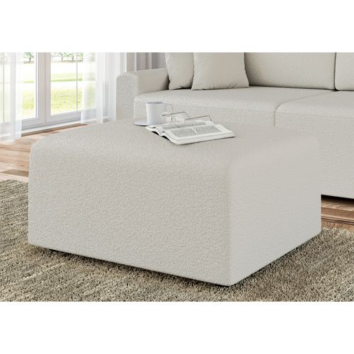 Pouf Milo Tissu Bouclette Blanc 1 Place