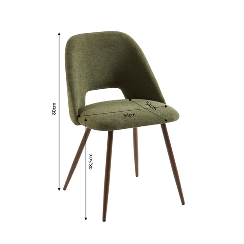 Lot De 2 Chaises Elisabeth Tissu Vert Pieds Effet Noyer