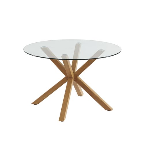 Table à Manger Ronde Harry Verre Et Effet Chêne 120cm
