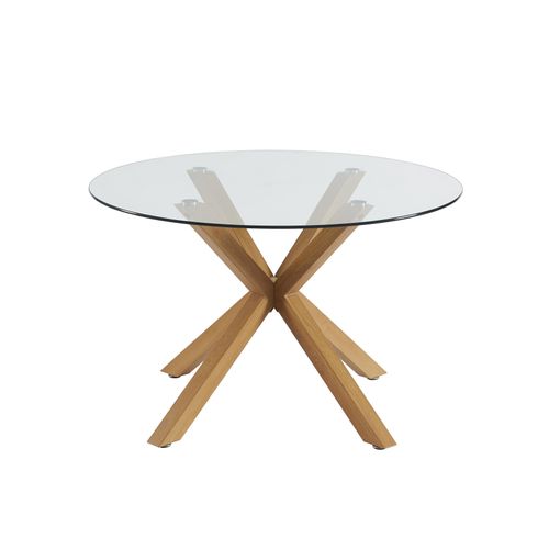 Table à Manger Ronde Harry Verre Et Effet Chêne 120cm