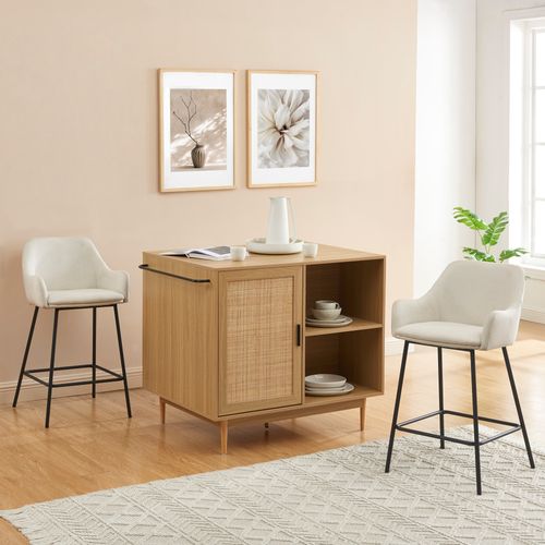 Lot De 2 Tabourets De Bar Nils Tissu Beige