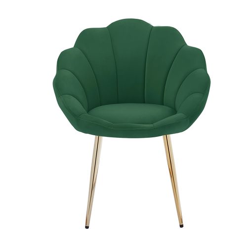 Fauteuil Corail Velours Vert Sapin Avec Piétement Doré