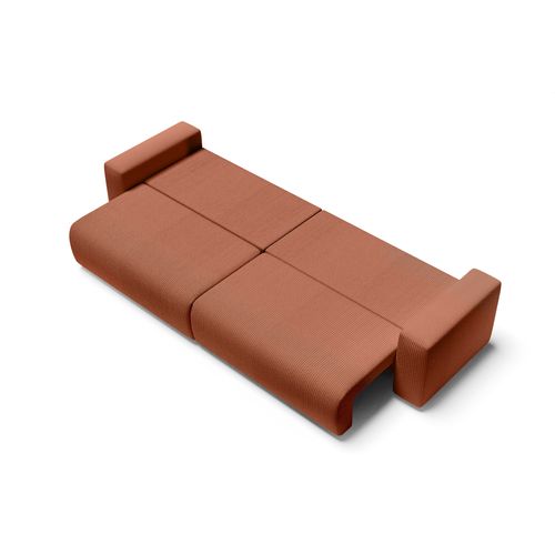 Canapé Droit XL Lea Convertible Velours Côtelé Terracotta 5 Places