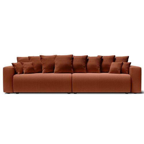 Canapé Droit XL Lea Convertible Velours Côtelé Terracotta 5 Places