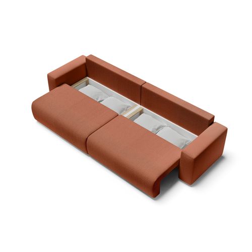 Canapé Droit XL Lea Convertible Velours Côtelé Terracotta 5 Places