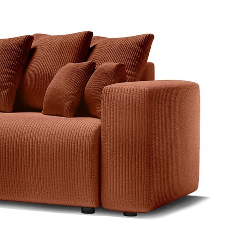Canapé Droit XL Lea Convertible Velours Côtelé Terracotta 5 Places