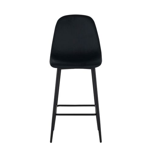 Lot De 2 Tabourets Lena En Velours Noir Avec Pieds Noirs