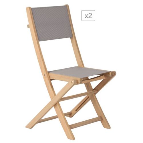 Lot De 2 Chaises De Jardin Rimini En Bois D'acacia Fsc Et Textilène Taupe
