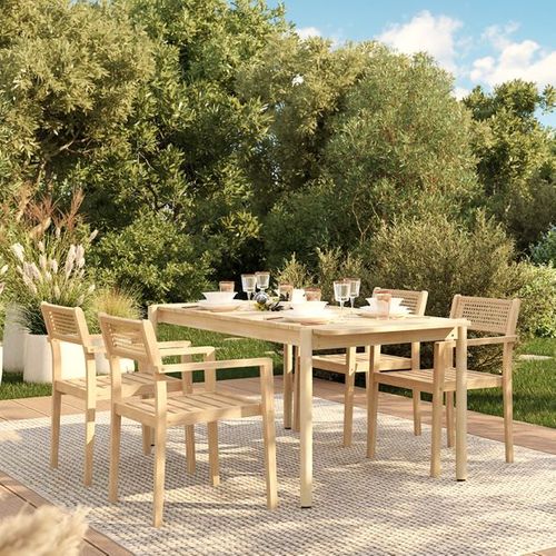 Lot De 2 Fauteuils De Jardin Nora En Bois D'acacia Fsc Blanchi Et Résine Tressée