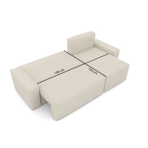 Canapé D'angle Teo Convertible Et Réversible Velours Côtelé Beige 4 Places