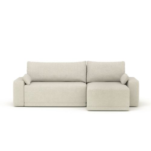 Canapé D'angle Teo Convertible Et Réversible Velours Côtelé Beige 4 Places