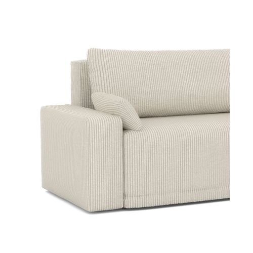 Canapé D'angle Teo Convertible Et Réversible Velours Côtelé Beige 4 Places