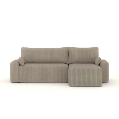 Canapé D'angle Teo Convertible Et Réversible Velours Côtelé Grège 4 Places