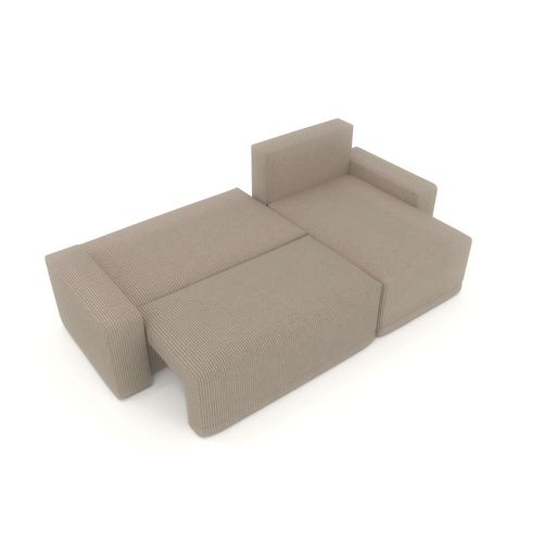 Canapé D'angle Teo Convertible Et Réversible Velours Côtelé Grège 4 Places