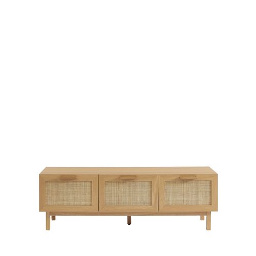 Banc D'entrée Avec Rangement à Chaussures En Bois Et Cannage L140cm