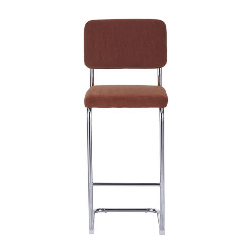 Lot De 2 Tabourets Jack En Velours Côtelé Terracotta Avec Pieds Métalliques