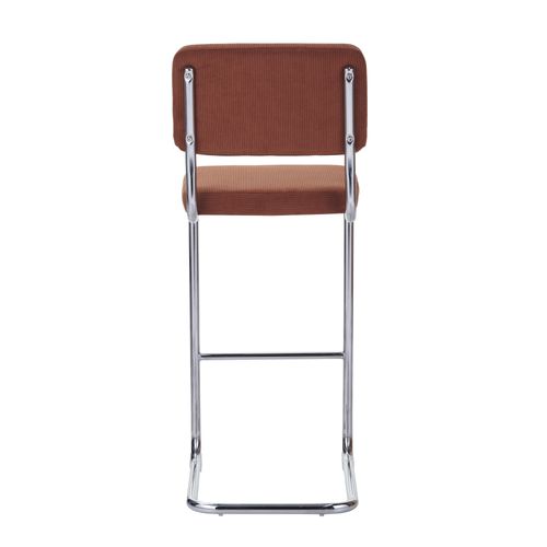 Lot De 2 Tabourets Jack En Velours Côtelé Terracotta Avec Pieds Métalliques