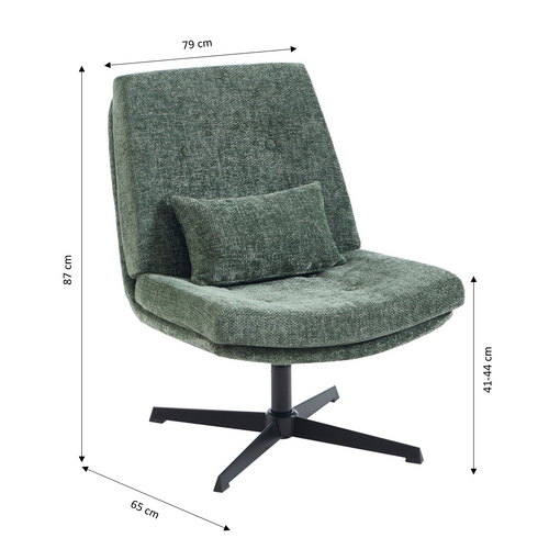 Fauteuil Anton Rotatif Tissu Vert