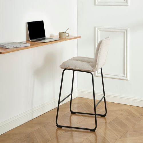 Lot De 2 Tabourets Isola Tissu Crème H75cm
