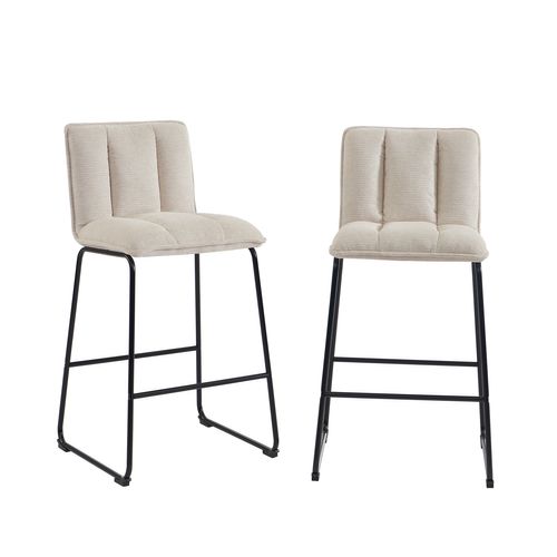 Lot De 2 Tabourets Isola Tissu Crème H75cm