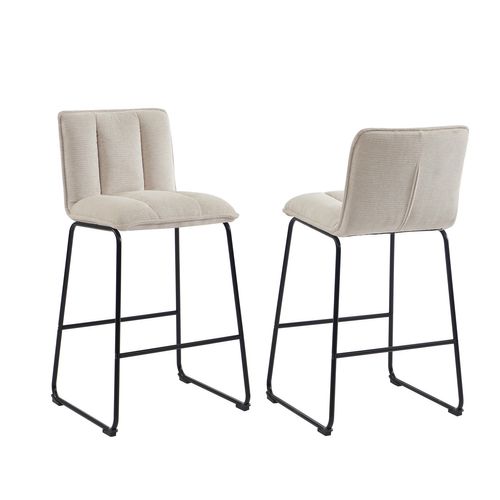 Lot De 2 Tabourets Isola Tissu Crème H75cm