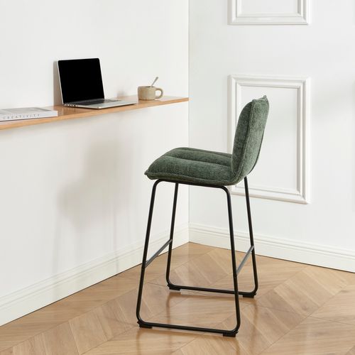 Lot De 2 Tabourets Isola Tissu Vert Pied H75cm