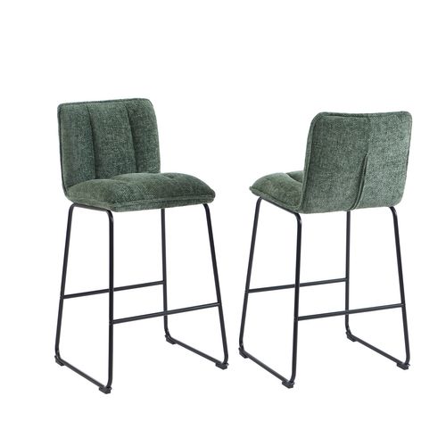 Lot De 2 Tabourets Isola Tissu Vert Pied H75cm