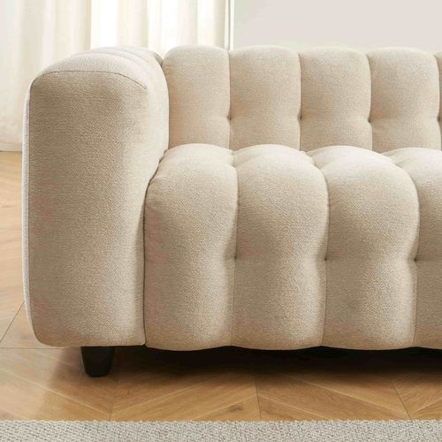 Canapé Droit Tobi En Tissu Beige Fixe 3 Places