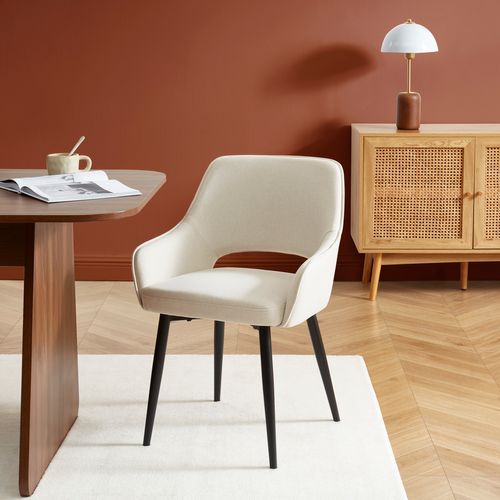 Lot De 2 Fauteuils Unni Tissu Beige Pieds Métal Noir
