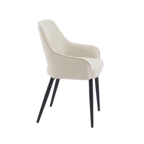 Lot De 2 Fauteuils Unni Tissu Beige Pieds Métal Noir