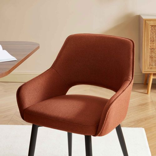 Lot De 2 Fauteuils Unni Tissu Terracotta Pieds Métal Noir