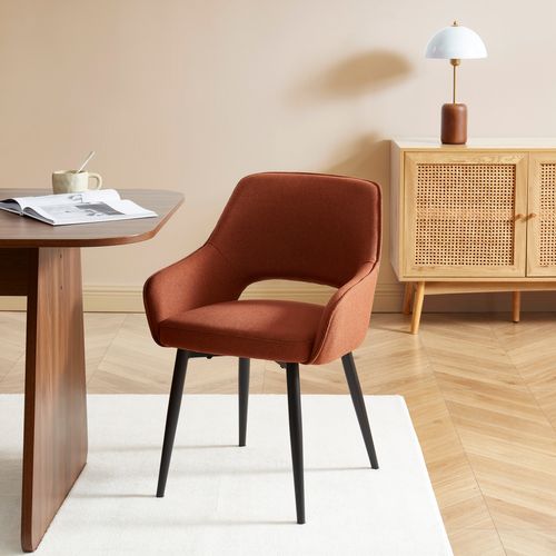 Lot De 2 Fauteuils Unni Tissu Terracotta Pieds Métal Noir