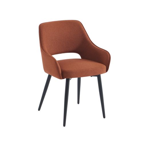 Lot De 2 Fauteuils Unni Tissu Terracotta Pieds Métal Noir