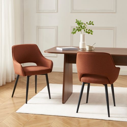 Lot De 2 Fauteuils Unni Tissu Terracotta Pieds Métal Noir
