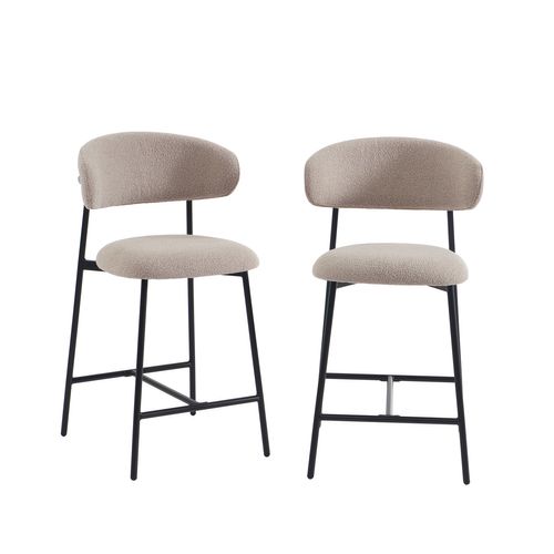 Lot De 2 Tabourets Gally Tissu Grège