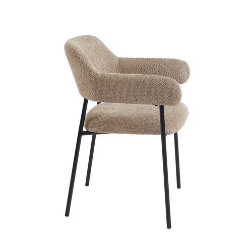 Lot De 2 Fauteuils Repas Ivan Tissu Marron Glacé Pieds Métal Noir